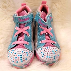 Sketchers Twinkle Lite blue teal and pink sneakers shoes light up